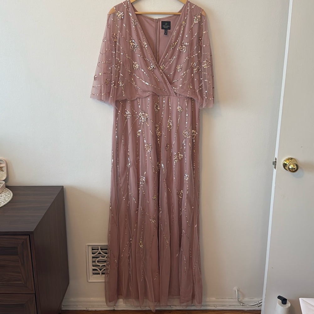 Adrianna Papell Dusty Rose Sequined Gown